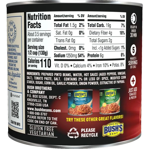 Bush'S Hearty Heat Chili Magic Chili Starter, 15.5 Oz. (Pack Of 6)