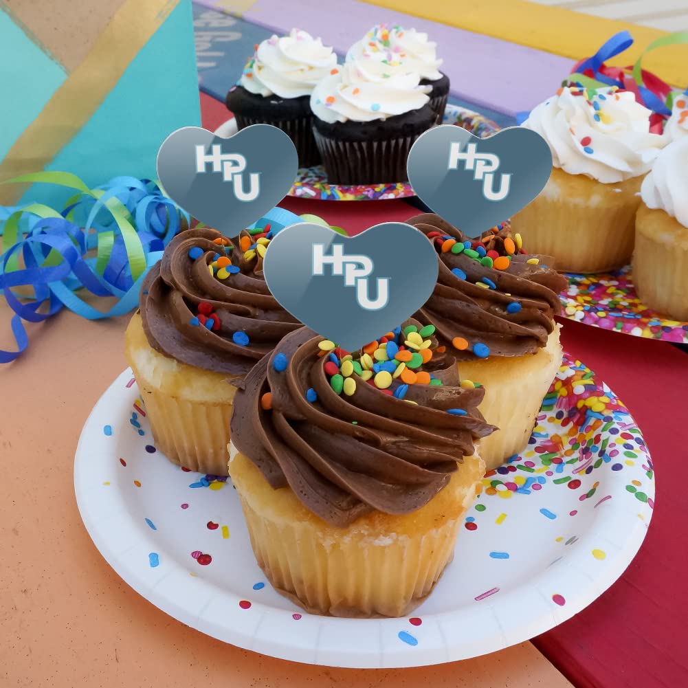GRAPHICS & MORE Cupcake Picks Set of 6 - Acrylic Heart Toppers - Hawaii Pacific University Design