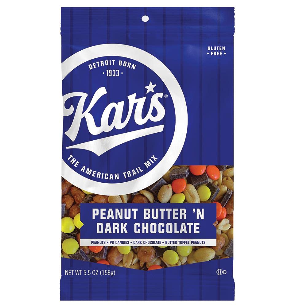Kars Nuts Peanut Butter N Dark Chocolate Trail Mix, 5.5 oz - Resealable Pouch (Pack of 12), Gluten-Free Trail Mix Snack