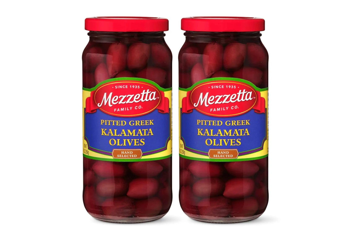 Mezzetta Savory Pitted Greek Kalamata Olives | Gluten Free, Keto | 9.5 Fluid Ounce Jar (Pack of 2)