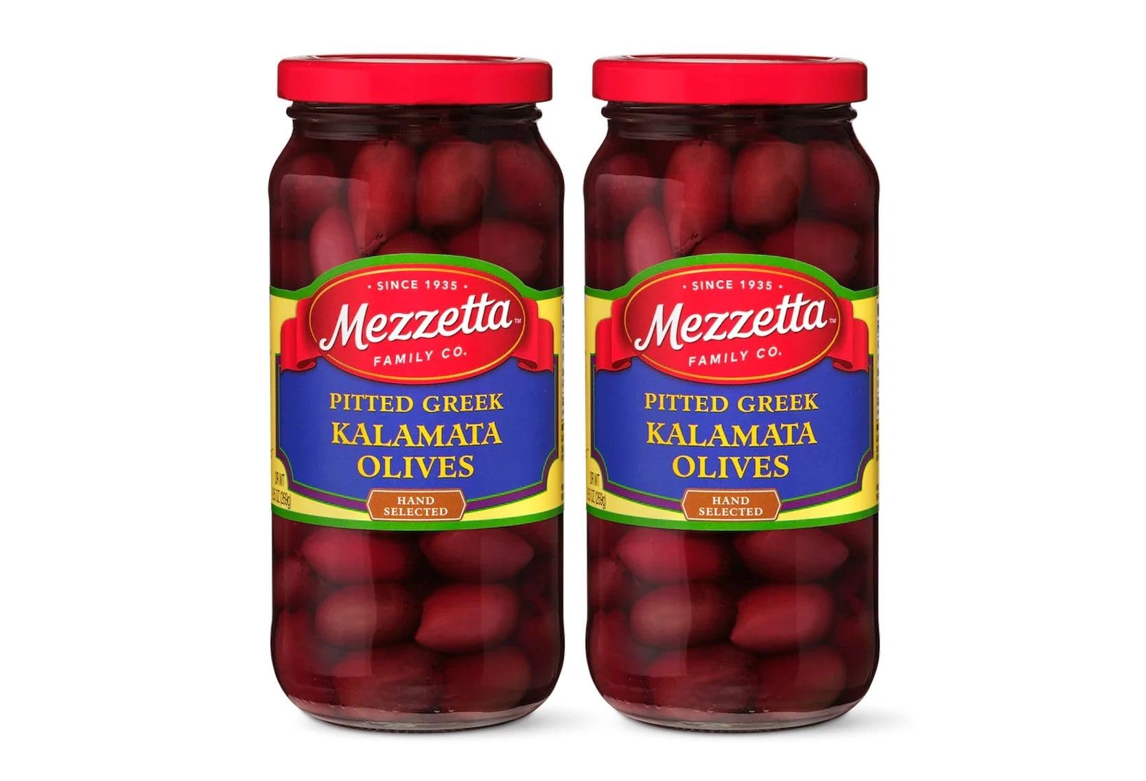 Mezzetta Savory Pitted Greek Kalamata Olives | Gluten Free, Keto | 9.5 Fluid Ounce Jar (Pack of 2)