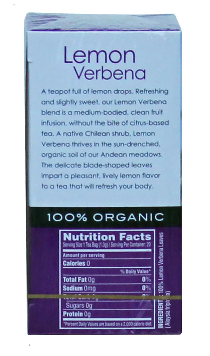 Garden of the Andes Herbal Organic Decaf Lemon Verbena Tea Bags, 20 Count