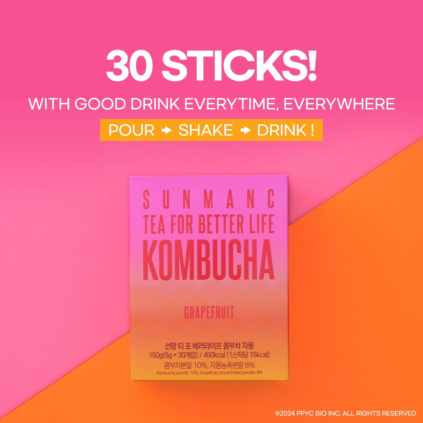 SUNMANC Kombucha Powdered Drink Mix, Sparkling Probiotic, Low Calorie, 0g Sugar, 5.29 Ounce, G fruit Flavor