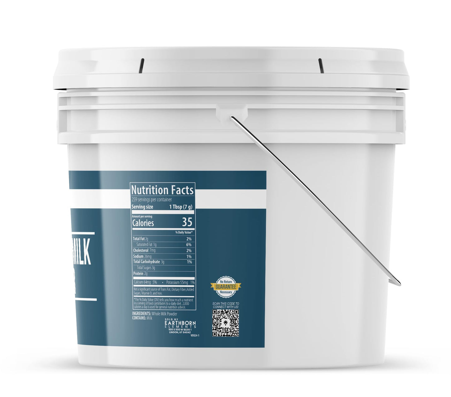 Earthborn Elements Whole Milk Powder 1 Gallon, Light Sweet Taste, Bulk Size