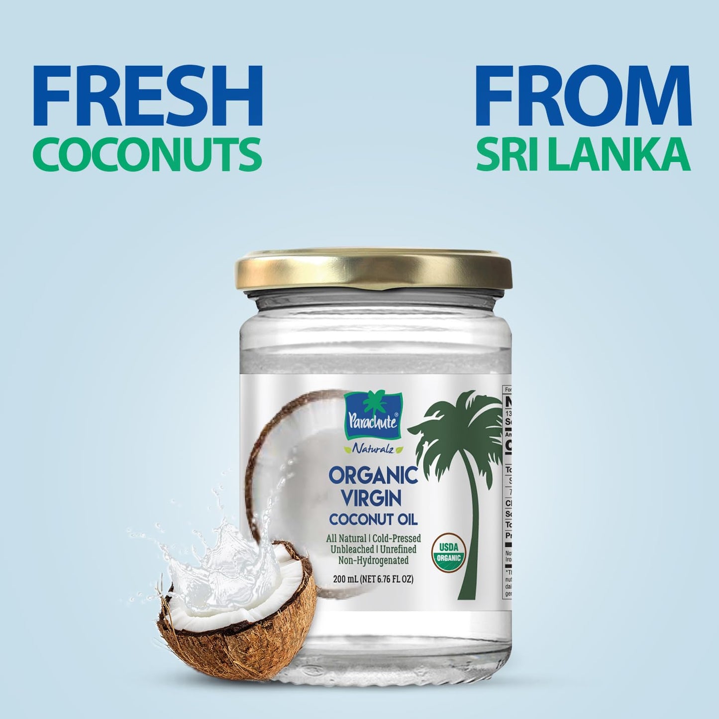 Parachute Naturalz Virgin Coconut Oil | 100% Organic Cooking Oil, Hair Oil And Body Oil | Cold Pressed | Usda Certified |16 Fl.