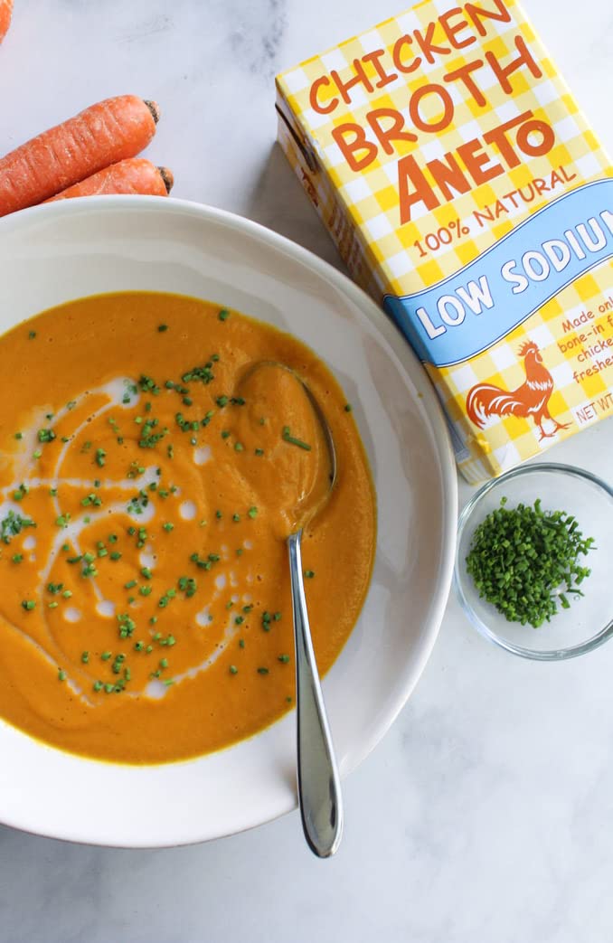 Aneto 100% Natural Low Sodium Chicken Broth | 34 Fl Oz - 1 Pack | Freshest Ingredients | No Concentrates Or Powders |