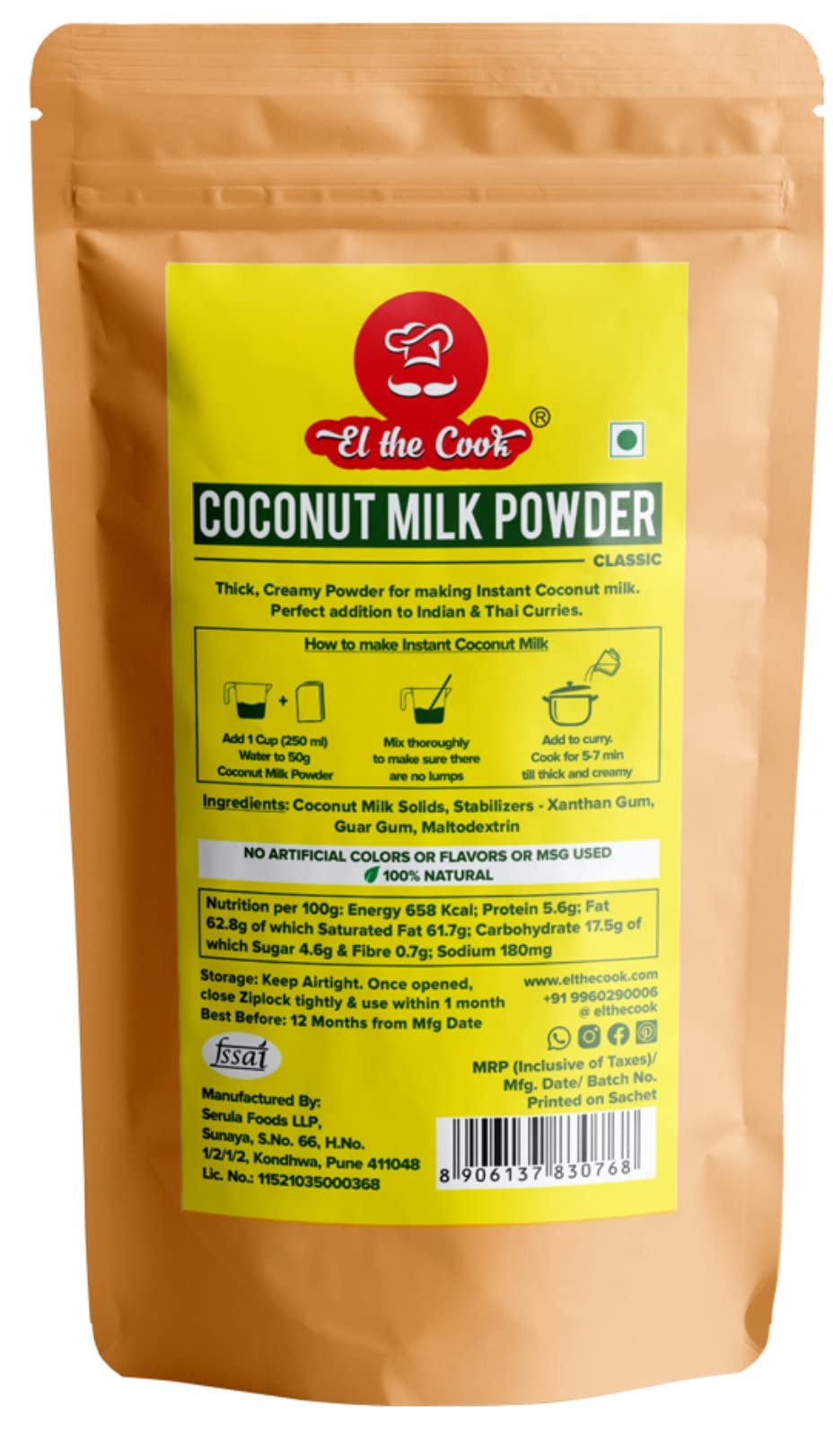 El The Cook Thai Red Curry Paste + Coconut Powder For Making Thai Curry | Ready To Cook Kit | Easy To Cook, 100% Veg & Natural |