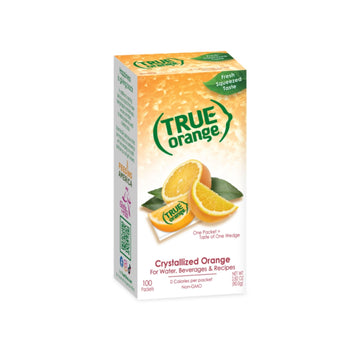 True Orange Water Enhancer, Bulk Dispenser Pack - 100 Count (Pack Of 1)| Zero Calorie Flavoring | For Water, Bottled Iced Tea & Recipes Flavor Packets Made With Real Oranges