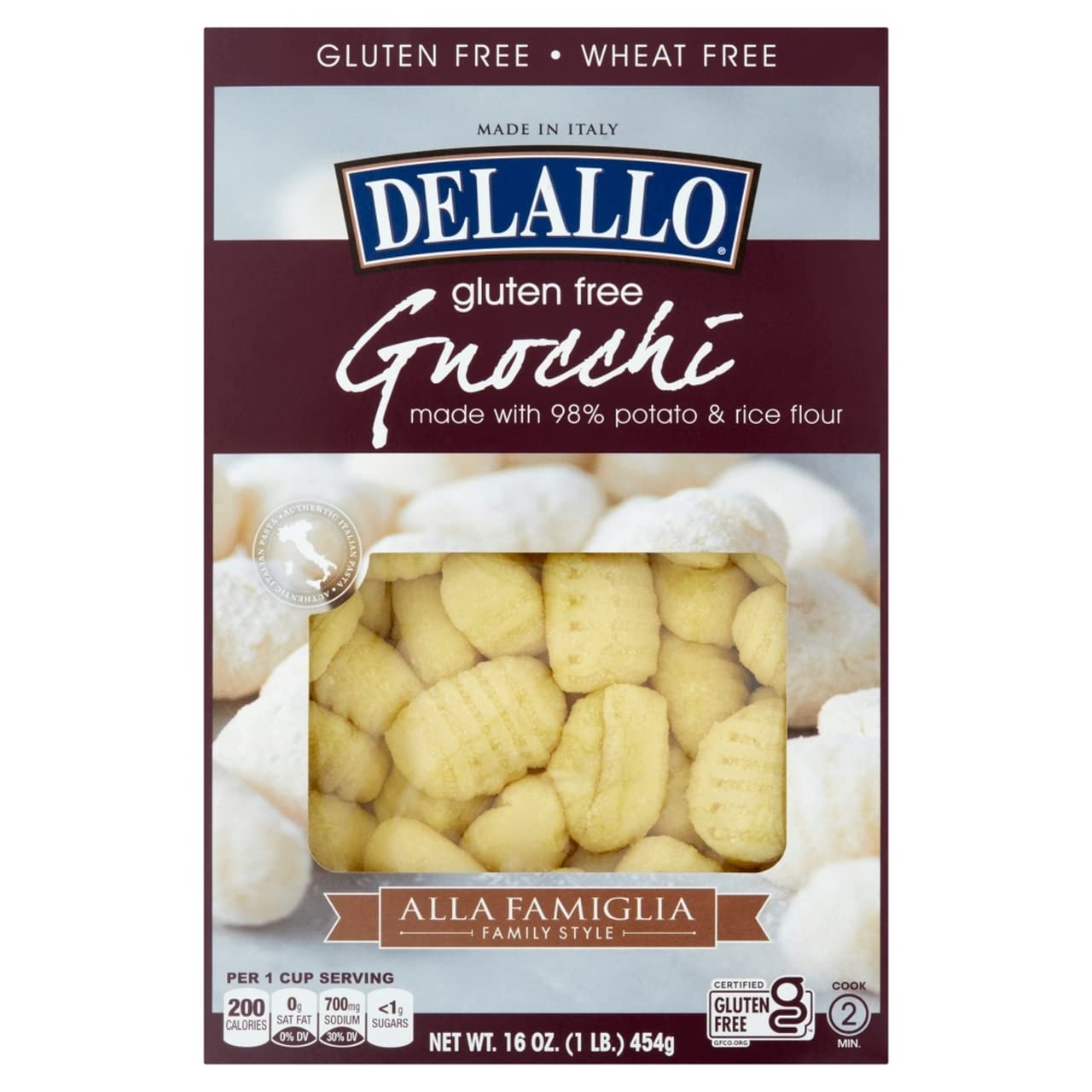 Delallo Gluten-Free Potato & Rice Gnocchi, 16Oz Box, 6-Pack