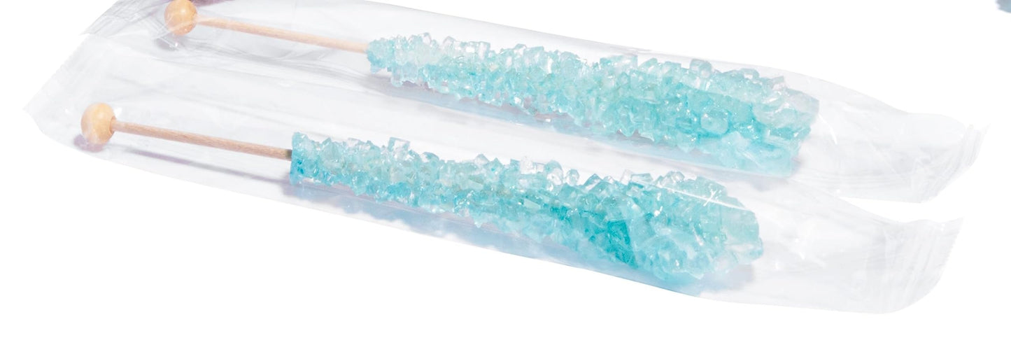 Candy Envy - Light Blue Rock Candy Sugar Sticks - Cotton Candy Flavored - 24 Indiv. Wrapped