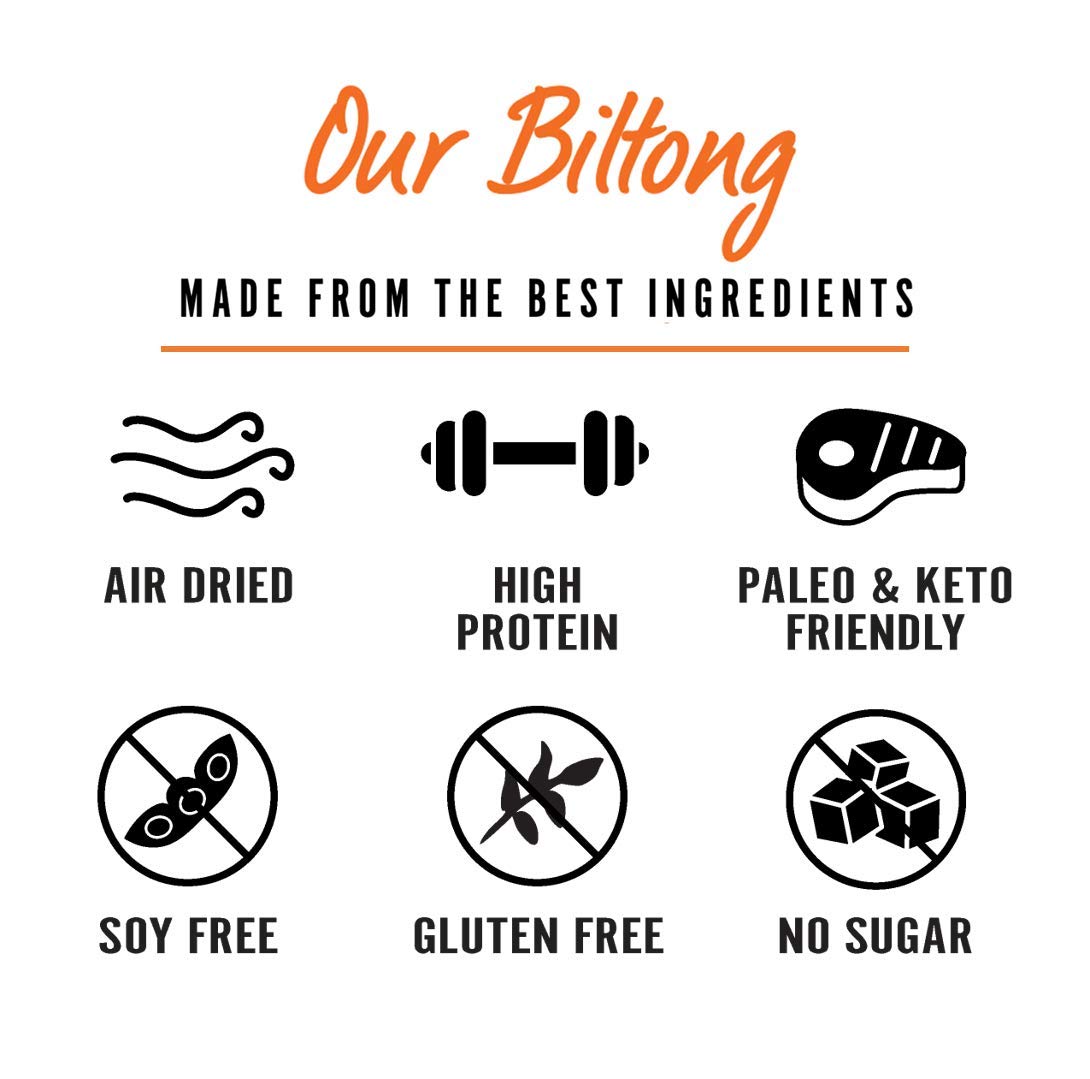 Original Kalahari Biltong, Air-Dried Thinly Sliced Beef, 2Oz (Pack Of 5), Sugar Free, Gluten Free, Keto & Paleo, High Protein Sn