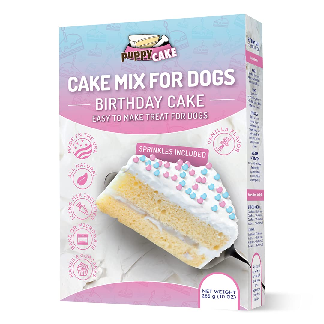Puppy Cake Dog Birthday Cake Mix - 6 Flavors, 10 Ounce, All Natural, Made in USA, Pink, Model PCBC