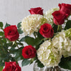 KaBloom - 6 Red rose and 2 White Hydrangeas - Fresh Flowers for Birthday, Valentines & Mothers Day