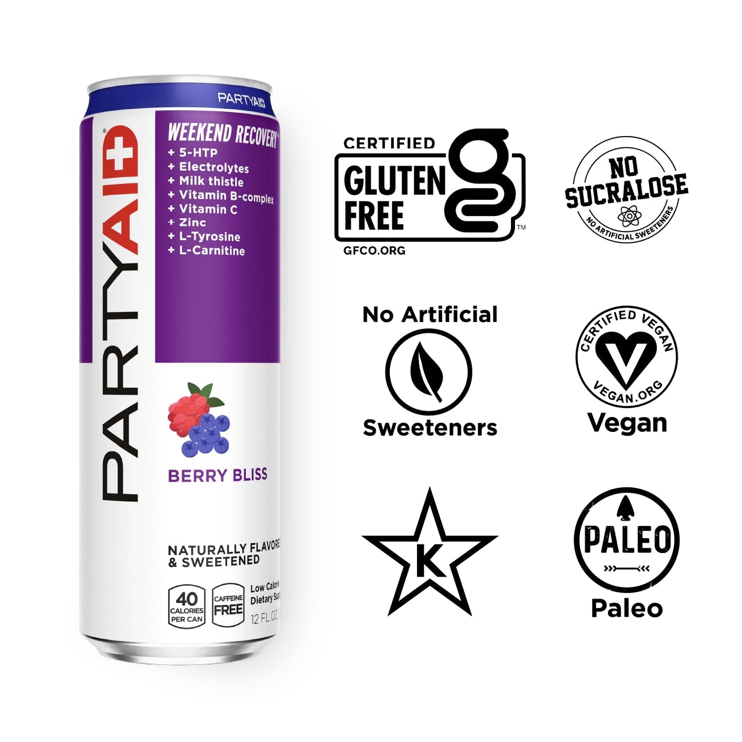 LIFEAID Partyaid Rehab Blend, 12 Fl Oz, Caffeine-Free, No Artificial Flavors, Electrolytes, B-Complex, 5-HTP, Milk Thistle
