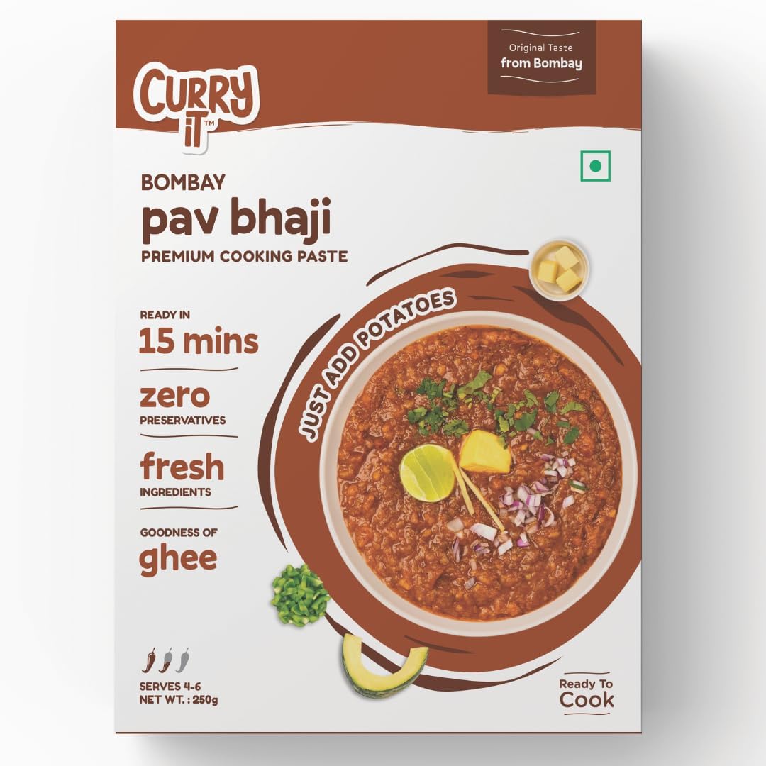 CURRYiT Instant Bombay Pav Bhaji Curry Paste | Just Add Aloo (Potato) | Ready in 15-30 Mins | Serves 4-6 | Made with Ghee | No P