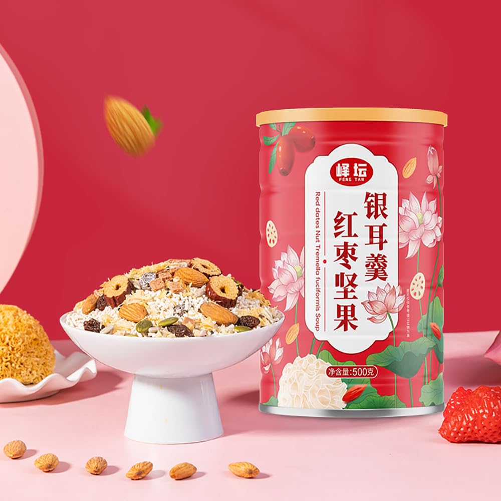 Lotus Root Powder Soup Jujube Nuts Mixed Dried Fruit and White Fungus Soup With lotus Root Powder Lotus 17.6oz/500g