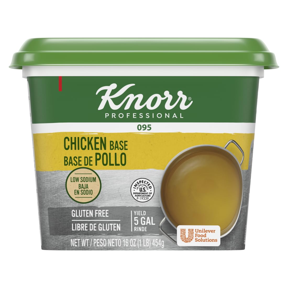Knorr Professional 095 Low Sodium Chicken Stock Base Gluten Free, No added MSG, 0g Trans Fat, 1 lb, Pack of 12