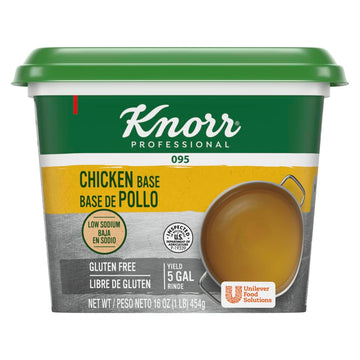 Knorr Professional 095 Low Sodium Chicken Stock Base Gluten Free, No added MSG, 0g Trans Fat, 1 lb, Pack of 12