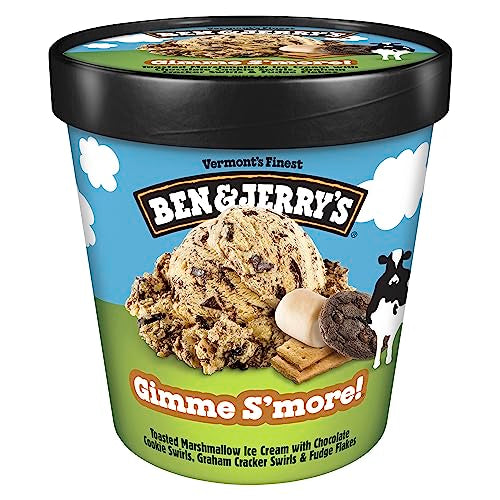 Ben & Jerrys Gimme Smore Toasted Marshmallow Ice Cream Pint Non-GMO 16 oz