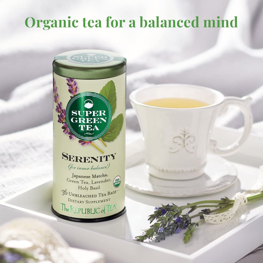 The Republic of Tea Organic Supergreen Serenity Tea, 36 Count, Pack of 1