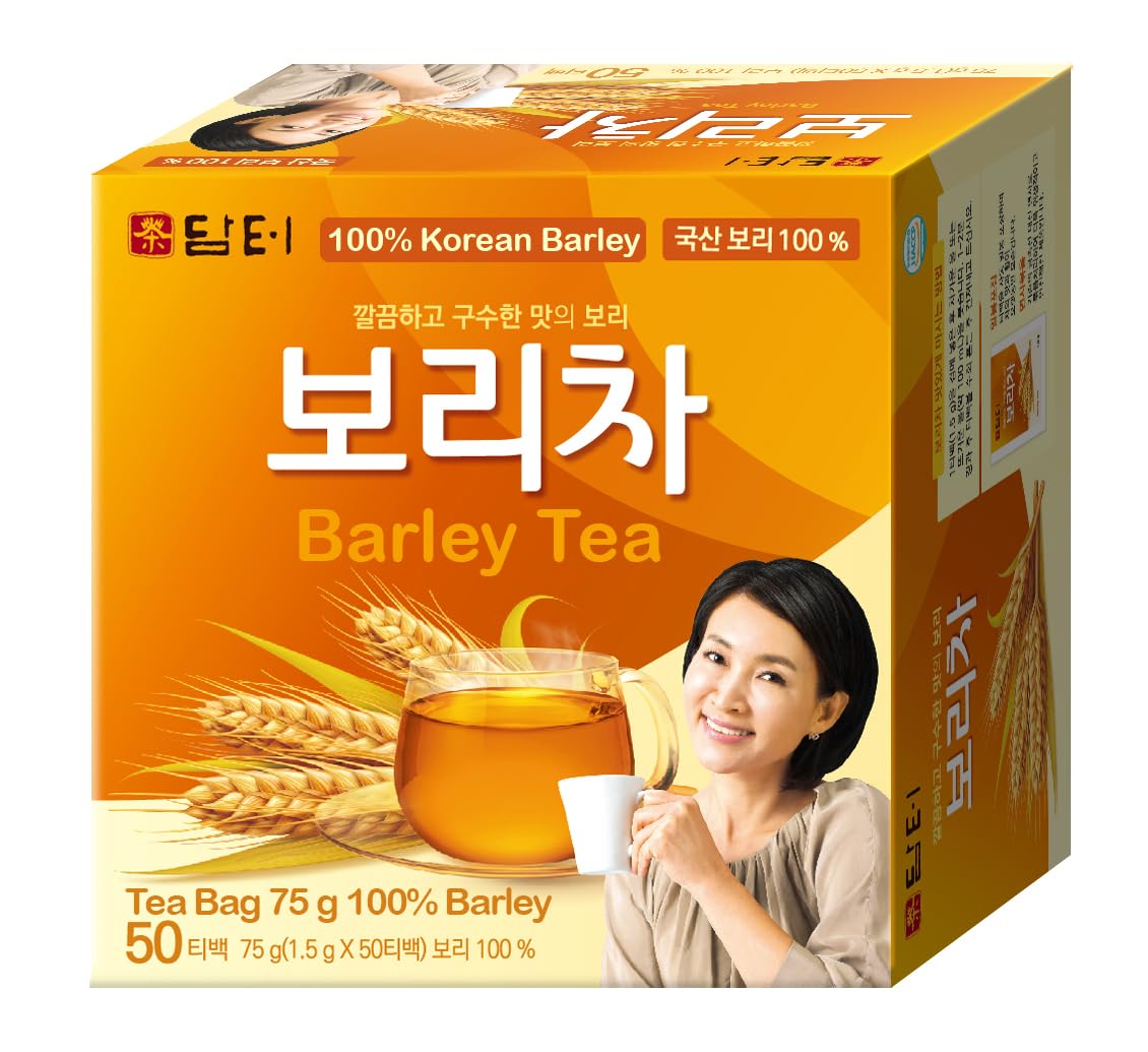 Damtuh Korean Barley Tea - Roasted Boricha Herbal Tea, Caffeine-Free, 50 Tea Bags (1.5g each)