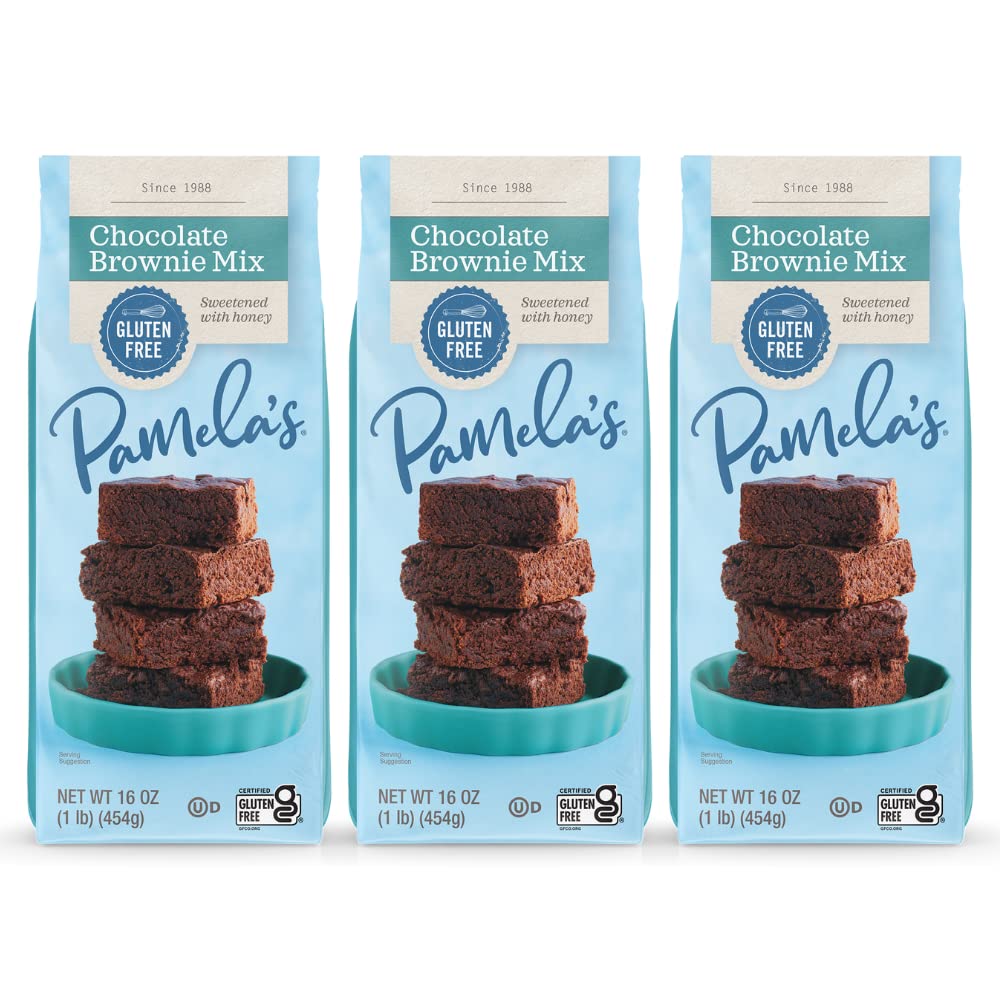 Pamelas Baking Mixes, Chocolate Brownie Mix, Gluten-Free, 16 oz. (Pack of 3)
