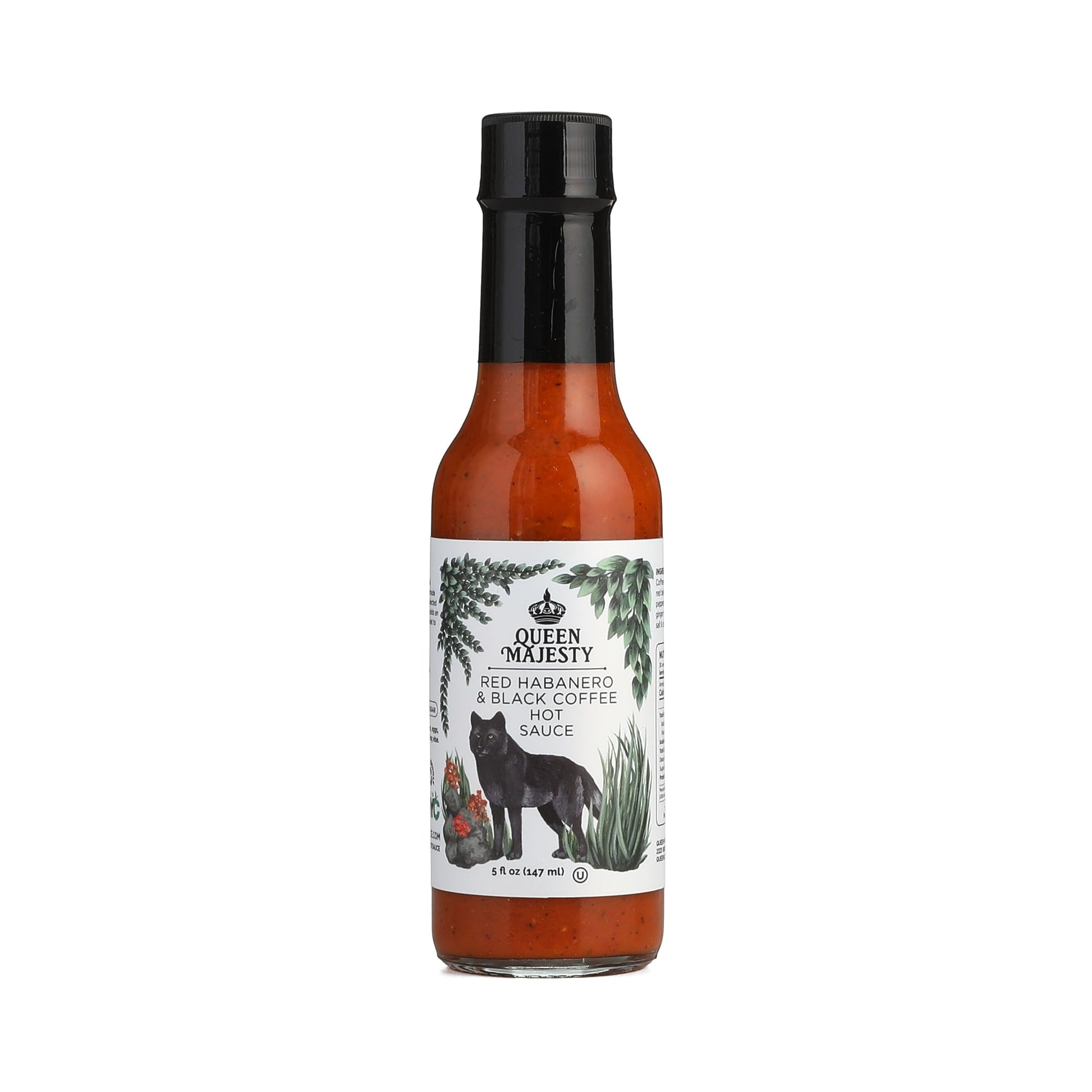 Queen Majesty Red Habanero & Black Coffee Hot Sauce, 5 Oz - All Natural Habanero Condiment - Fair Trade, Vegan, Gluten Free, Non Gmo, Sugar Free, Featured On Hot Ones