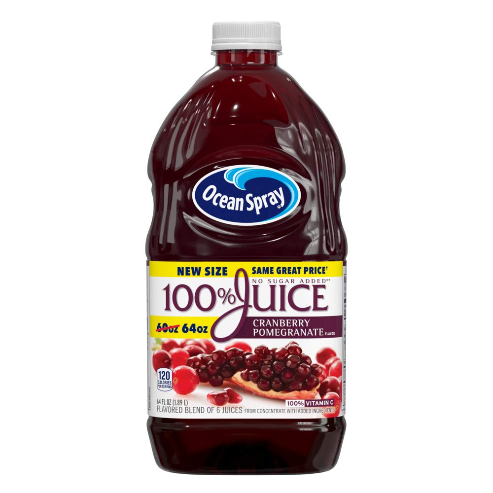 Ocean Spray 100% Juice Cranberry Pomegranate Blend, 64 Fl Oz Bottle, Pack of 8