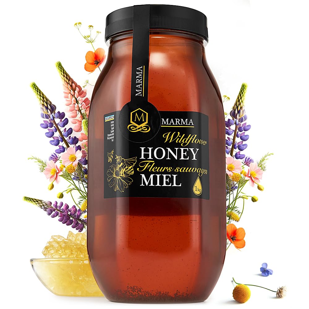 HONIGMA Marma Wildflower Honey | Authentic Raw Honey | 1000g/35.2oz | 100% Pure & Unpasteurized | Pack of 1