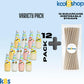 Kuii Variety Pack Coconut Milk Drink 9.8 fl oz Glass Bottle 12 Pack + 15 Sugarcane Disposable Straws by Kool8shop Infinite Deals