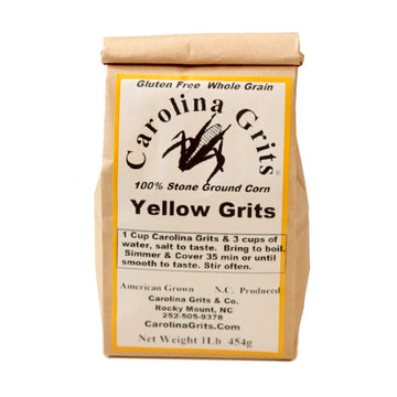 Carolina Grits Company Traditionally Stone Ground Yellow Grits, non-GMO, Whole Grain and Gluten Free (Yellow 1 Pack (1 Pound))