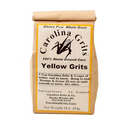 Carolina Grits Company Traditionally Stone Ground Yellow Grits, non-GMO, Whole Grain and Gluten Free (Yellow 1 Pack (1 Pound))