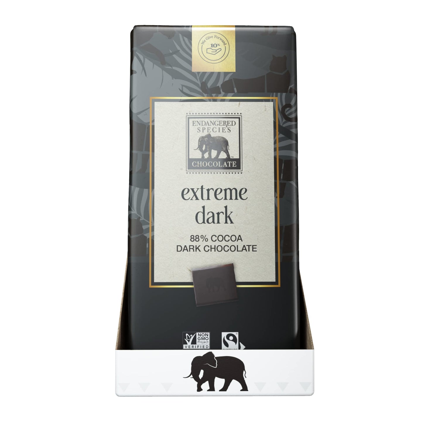 Endangered Species Chocolate Strong Dark Chocolate Bar 88% Cocoa 12 Count Pack