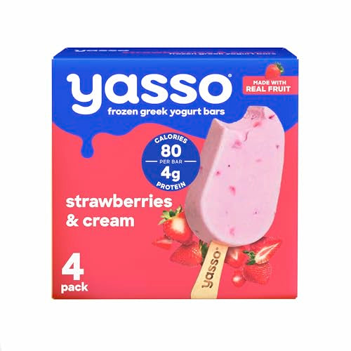 Yasso Frozen Greek Yogurt Bars Strawberries & Cream Bars 4 Count for a ridiculously creamy frozen snack made with the goodness o