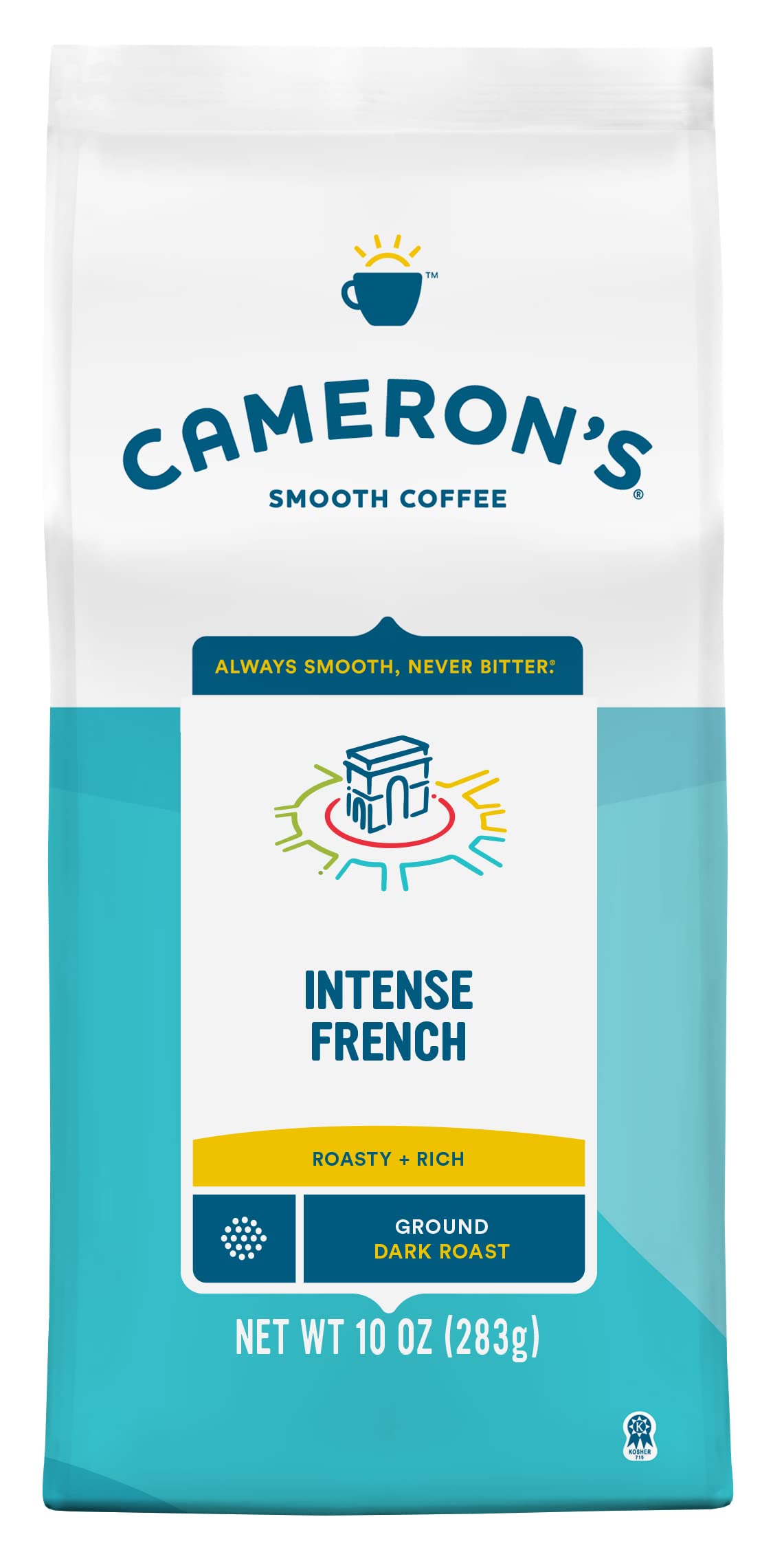 Camerons Coffee Roasted Ground Coffee, Intense French, 10 Ounce Bag, Brown, Model 72171