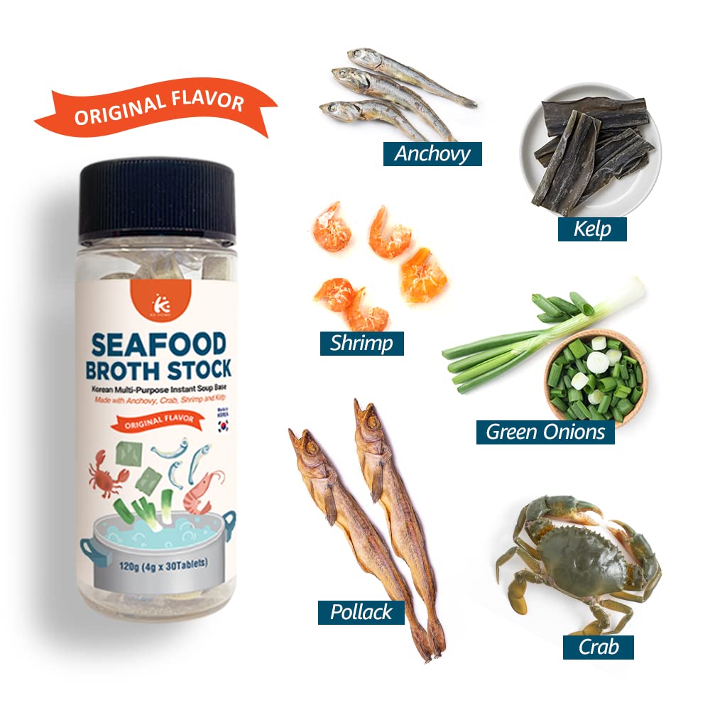 KD Home Seafood Broth Stock Korean Multi-Purpose Instant Soup Base, Made with Anchovy, Crab, Shrimp and Kelp Original Flavor 4.0