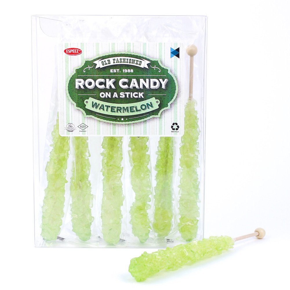 Espeez Extra Large Light Green Rock Candy Sticks - 6 Count, Individually Wrapped for Party Favors and Candy Buffets