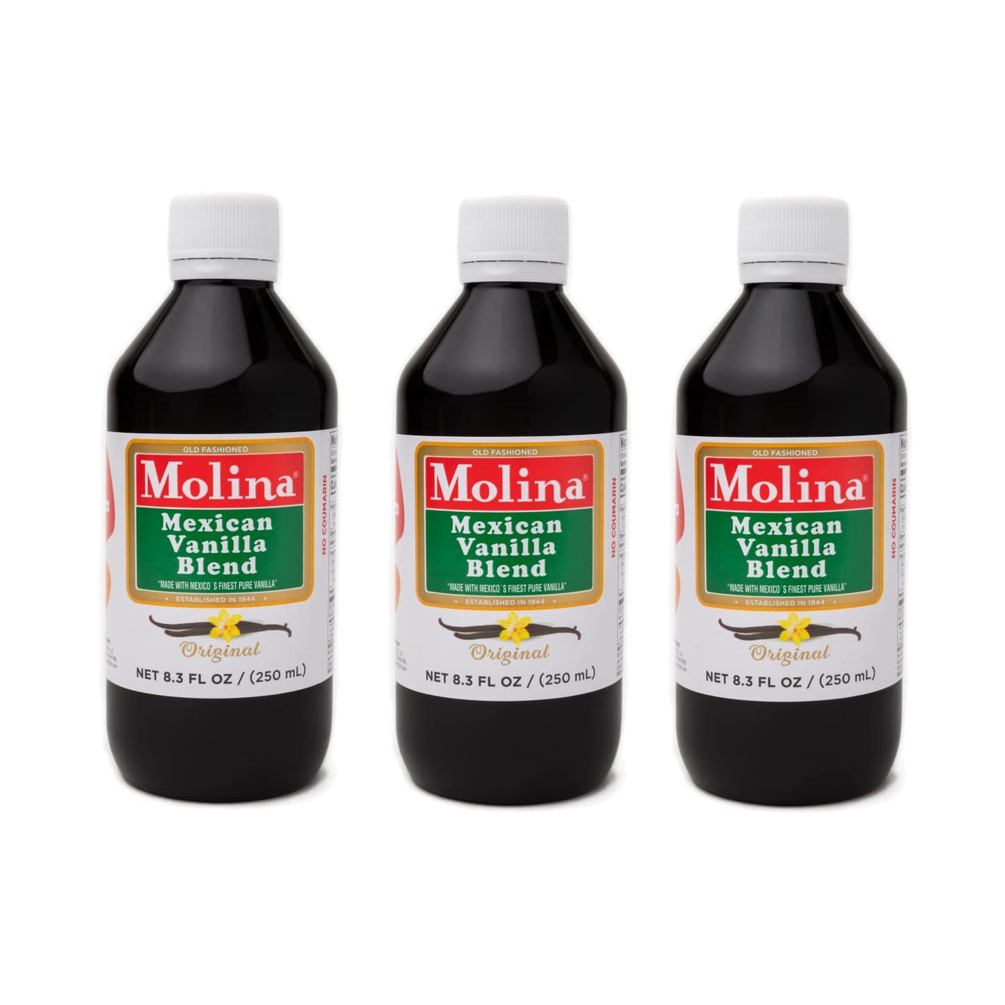 Molina Mexican Natural Vanilla Blend With Pure Vanilla Extract, 24.9 Fl Oz. (3 Pack Of 8.3Oz Bottles)