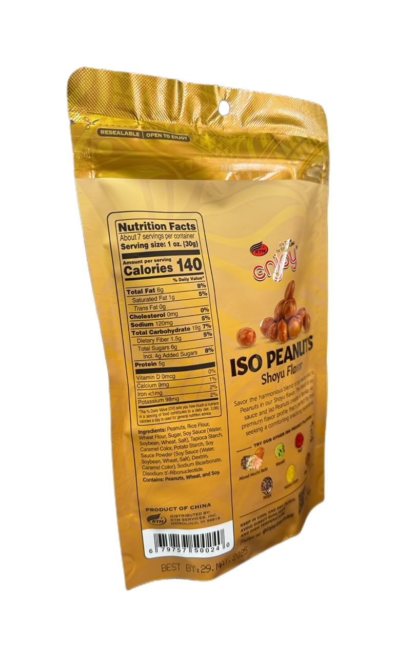 Enjoy Snacks Shoyu Iso Peanuts, 8 Ounce, Pack of 1