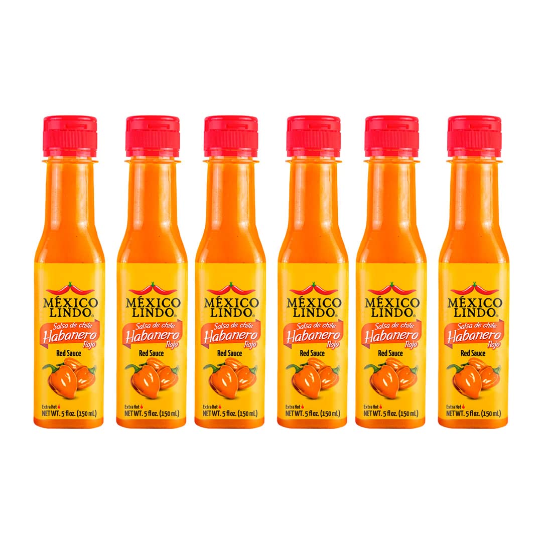 Mexico Lindo Red Habanero Hot Sauce | Real Red Habanero Chili Pepper | 78,200 Scoville Level | Enjoy with Mexican Food, Seafood 