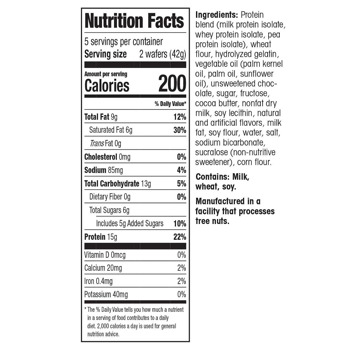 WonderSlim Protein Wafer Snack Bar, Mocha, 15g Protein, 200 Calories, 5 Count