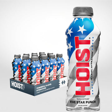 Hoist Premium Hydration Isotonic Electrolyte Drink, Powerful IV-Level Hydration, Five Star Punch, 16 Fl Oz (Pack of 12)