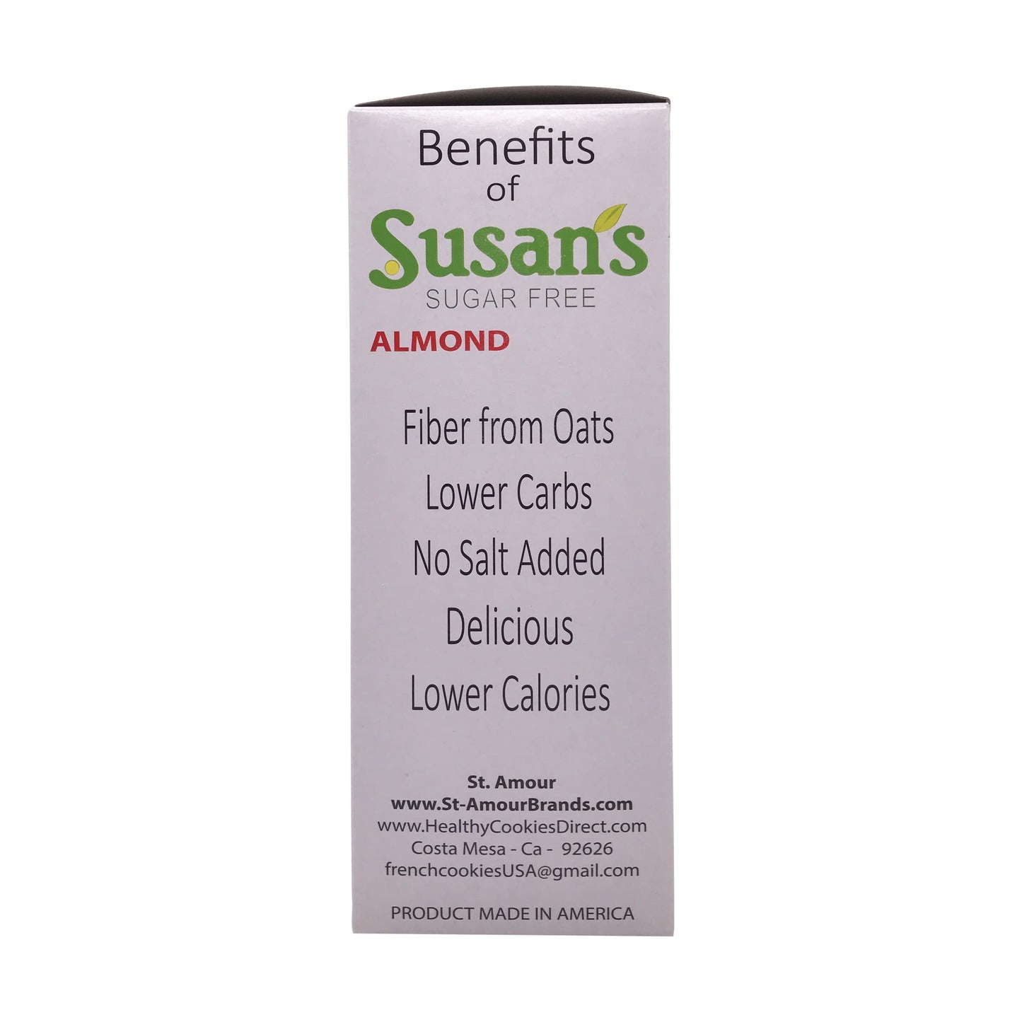 St Amour Susan'S Sugar Free Cookie, Almond, 8 Ounce