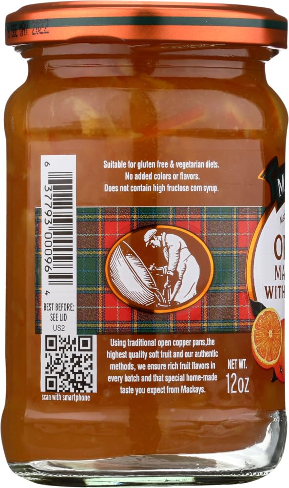 Mackays Orange Marmalade with Champagne, 12 Ounce, Sweet Citrus Spread