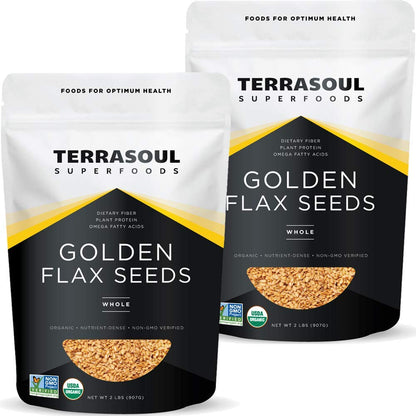 Terrasoul Superfoods Organic Golden Flax Seeds, 4 Lbs (2 Pack) - Fiber | Protein | Omega Fats