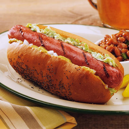 Delicious All-Beef Jumbo Hot Dogs | Fully Cooked Skinless Franks | No MSG Added | Ready to Heat and Serve | A full 32 count, 3.2