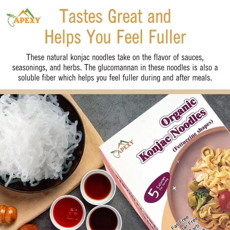 Apexy Organic Shirataki Konjac Noodle with Organic Oat Flour 42.24oz 8 Pouches Inside Healthy Diet, Low Calorie, Low-Carb Gluten