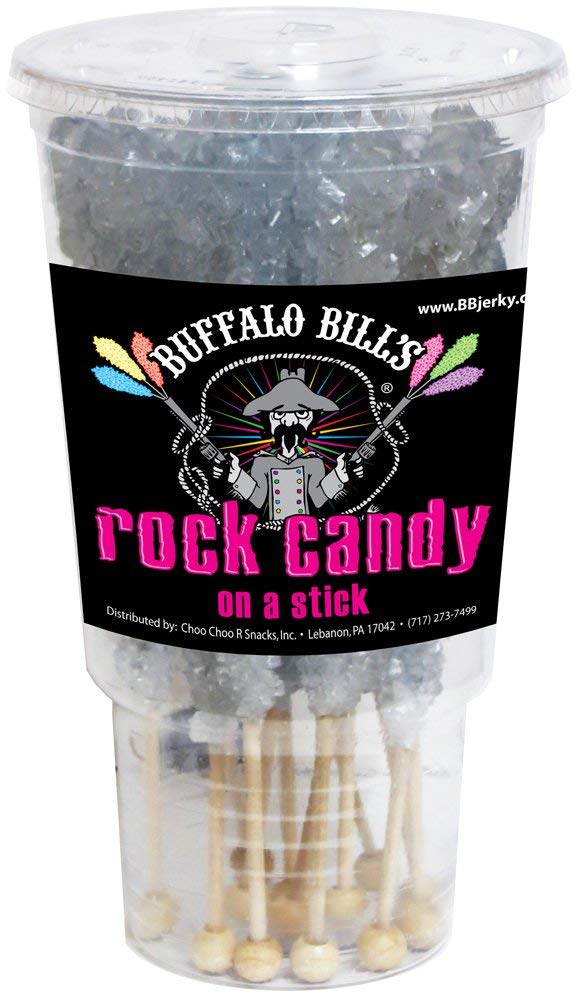 Buffalo Bills Natural (Silver) Rock Candy On A Stick (12-Ct Cup Silver Rock Candy Crystal Sticks)