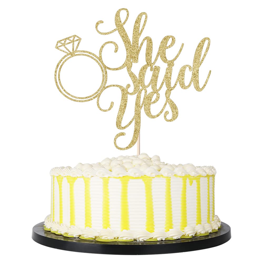 PALASASA Cake Topper - Funny Wedding Engagement Decorations, Gold, 6.5 x 8.46, Model PL-1096
