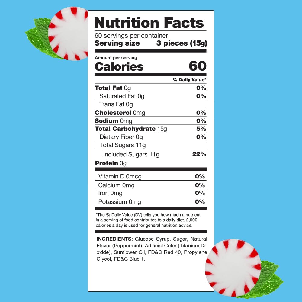 Arcor Starlight Mints - 2 Pound Pack (About 175 Count) - Peppermint Candy - Bulk Mints Individually Wrapped - Red and White Mint